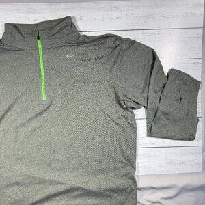 Nike - Dri-Fit Running Quarter Zip - Gray with Lime Green Zipper - Men's Large